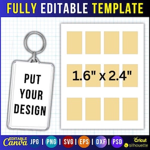 Photo Frame Keychain Template: Rectangle Sublimation Design (canva ...