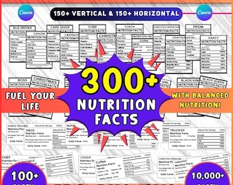 300+ Nutrition Facts Template Bundle, Nutrition Facts Labels, Party Favor Bundle, Editable Nutrition Facts Label Template Bundle: Nutrition