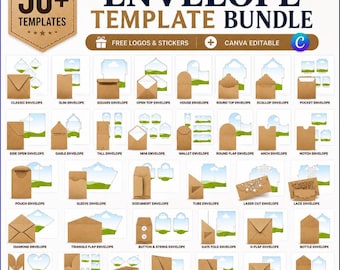 50+ Envelope Template Bundle, Envelope Liner Templates, Customizable Envelope Templates, DIY Stationery Design, Money Envelope, Canva, SVG