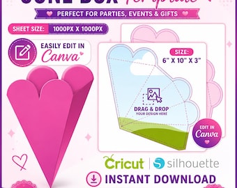 Pyramid boxes, Cone Box Template, Pyramid Gift Box Template, Favor Box Template, Party Favor Box, Candy Box Template, DIY, Canva Drag & drop