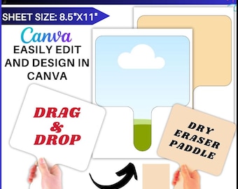 Dry Erase Answer Paddle Template:  Fan Template, Blank Paddle Board Template, Editable Canva Design (8.5x11 Inches) (Digital Download) DIY