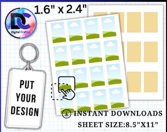 Photo Frame Keychain Template: Rectangle Sublimation Design (Canva Editable, Digital Download