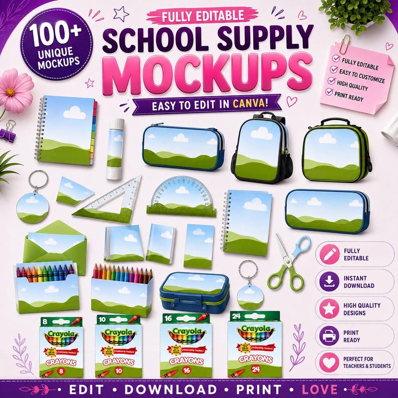 School supply template, drag n drop photo or design, Crayon box, Color pencil, Elmers glue, Personalized school supplies, sticker printable
School supply templates, Back to school Mockup, Personalized school supplies, Color pencils, Composition book pencil, Crayon box, Elmers 
School supply mockup, Custom school supply, Crayola mockup, Elmors glue mockup, Canva frames, Pencil box mockup, Composition notebook, Notebook mockup, Notebook template, Pencil box template, Pencil mockup, back to School