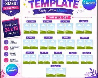 Book Cover Template Bundle, 15 Sizes, Paperback Book Cover, Custom Paperback Book Cover Template, Blank Book Cover, Canva Drag and drop, DIY