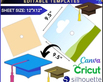Graduation Cap Topper Template, Graduation Cap Topper Template, Blank Graduation Cap, Sublimation Template, DIY Cap, Canva Drag & drop, SVG