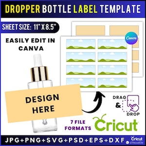 Bearbeitbare Tropffläschchen Etikett Vorlage: DIY Canva Design (Digitaler Download)
