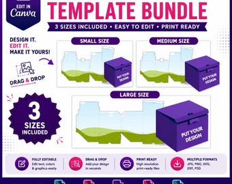 Jar Candle Box Template Bundle, Candle Box Template, Candle Box Svg, Packaging Box, Jar Candle Box Holder, Box, Editable Canva Drag and drop