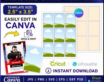 Trading Card Template, DIY Trading Card Template, Trading Card, Editable Canva Drag and drop, Printable ( Digital Download ) 2.5" x 3.5"
