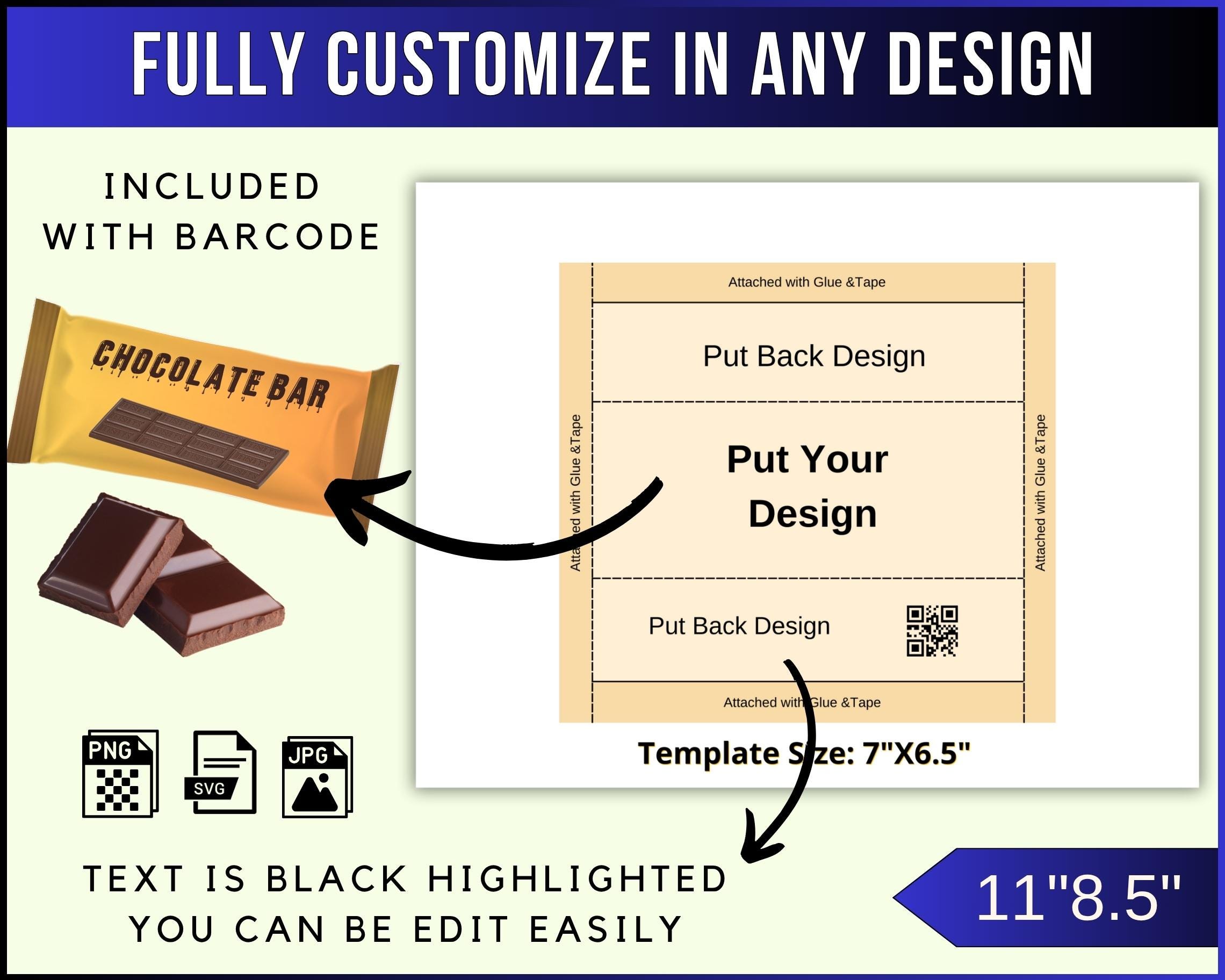 Em Wrapper Editable Chocolate Bar Wrapper Template: Canva Printable Party Favor - Etsy
