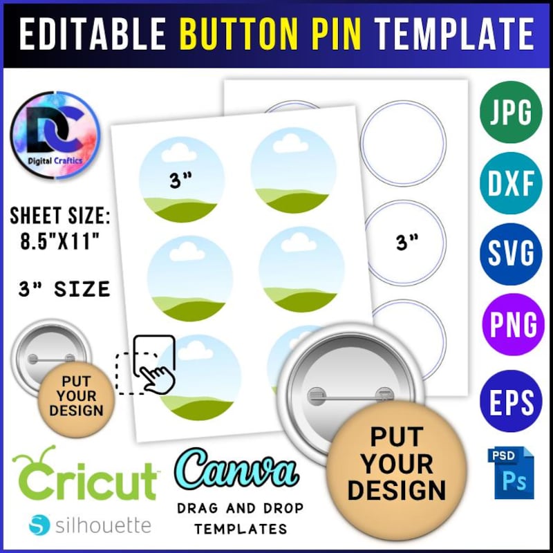 Button Template for 3 Inch - Etsy