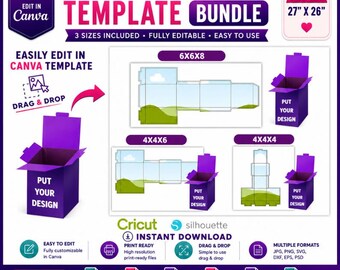 Cream Box Template Bundle, Cream Packaging Box Template, Cosmetic Packaging Box Template, Box, Product Packaging, DIY Boxes, Canva Drag&drop