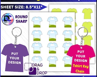 T-Shirt Keychain Template, Keychain Template, T-Shirt Keychain Sublimation, DIY T-Shirt chain, Key chain, T-shirt Key Tag, Canva drag & drop