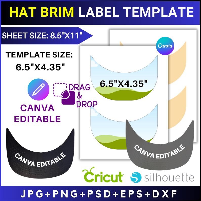 Hat Brims, Hat Brim Template Mockup, Hat Brim Template Svg, Trucker Hat ...