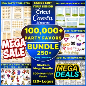 100,000+ Party Favor Templates Bundle: Editable Labels, Logos (Digital Download)