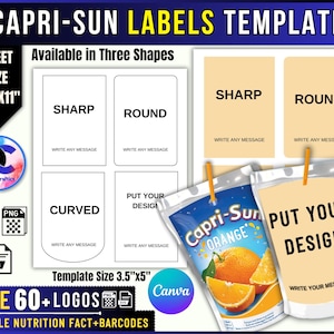 Caprisun Labels, Caprisun Juice Label Template, CapriSun Template, Blank Capri Sun Template, Capri Label, Custom Capri Sun Label, Canva, Svg