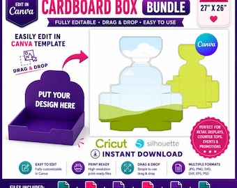 Counter Display Box Template, Product Stand Template, Cardboard Display Box, Box Template, Display Cut File Box, Editable Canva Drag & drop