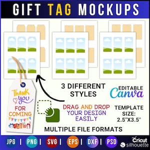 Gift Tag Mockup Template, CANVA Tags Mockups, Gift Labels Mock Simple Festive Gift Tag Design, Customizable Tag, DIY Labels, Printable Tag