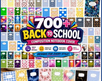 Composition Notebook Cover Templates, 4 Different Sizes, Notebook Covers, Back to School Mega Bundle, School Supplies, Editable Template DIY