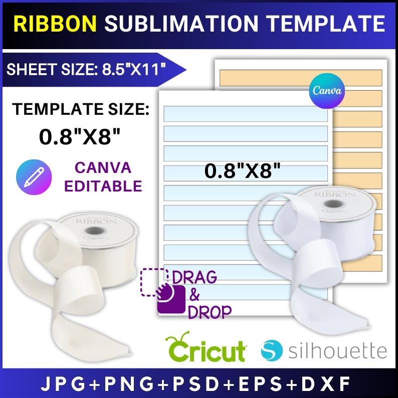 Satin Ribbon Sublimation Template: Customizable Gift Tag Design (SVG ...