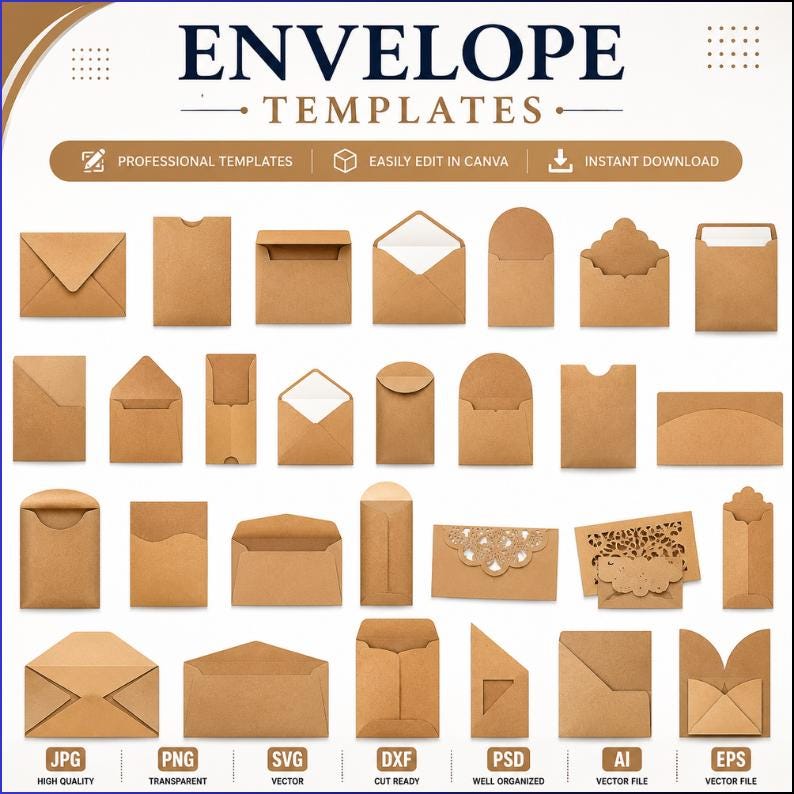 Envelope Template Bundle, Envelope Liner Templates, Money Envelope Template, Cash Envelope SVG, Canva Editable Envelope, Printable Envelope Design, DIY Stationery Template, Wedding Envelope Template, Cricut Envelope SVG, Custom Envelope Design, Envelope Cut Files, SVG DXF PNG PDF, Envelope Mockup Template.
Editable Envelope Liner Template: DIY Stationery Design Canva Digital Download Printable Liner, Wedding C5, C6, A7, Square
Customizable Envelope Liner Templates