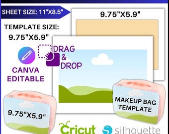 Modello per trousse per cosmetici: Design per sublimazione di trousse per cosmetici (download digitale)