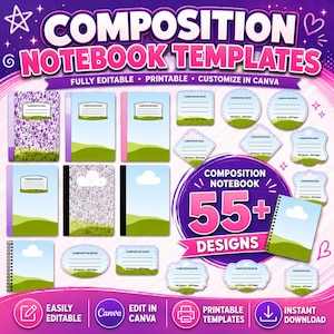 55+ Composition Notebook Cover Templates Bundle, Composition Notebook Labels, Composition Notebook Canva Frames, Notebooks Composition Book Label svg Bundle, Composition Notebook Labels, Notebook Template, Composition Book svg, Notebook cover print, Teacher gift 
composition svg, composition book, label svg, notebook template, notebook cover, teacher gift, back to school label, school notebook, notebook mockup, svg notebook label, party favor logo, student notebook svg, composition book svg
