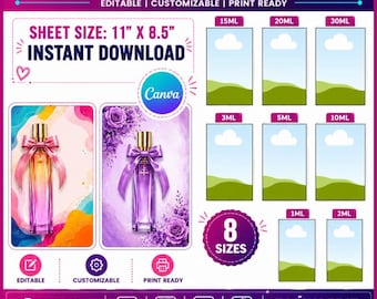 Perfume Display Card Templates, Editable Wedding Perfume Display Card, 10ml Perfume Display Card, Perfume Gift Card, Canva, DIY, 20ml , 30ml