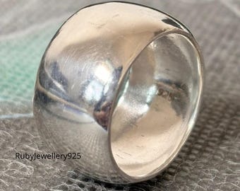 Anello a fascia larga in argento sterling: anello importante pesante da 14 mm