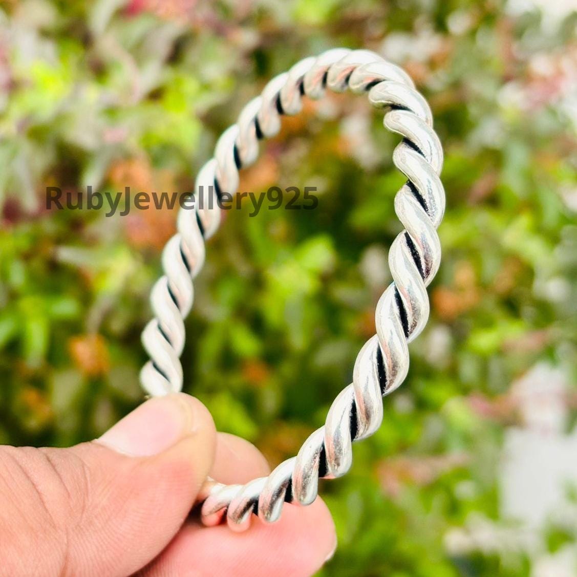 Sterling Silver Rope Twist Bangle: Handmade Twisted Cuff Bracelet