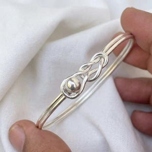 Made on Cape Cod. Bracelet with fishermans/ nautical knot, 925 silver ball & sterling silver cuff bangle Cape Cod Bracelet