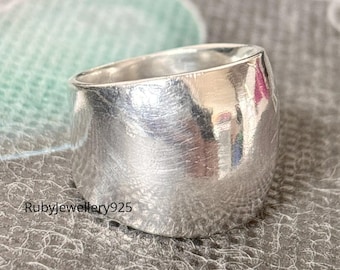 Sterling Silver Dome Ring: Wide Band Statement Ring, Handmade