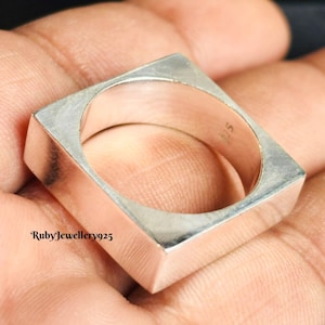 Square Ring Nut Bolt Ring Geometric Rings For Women 925 Silver Men&#39;s Signet Ring Rectangle Ring Statement Ring Man&#39;s Ring Everyday Ring