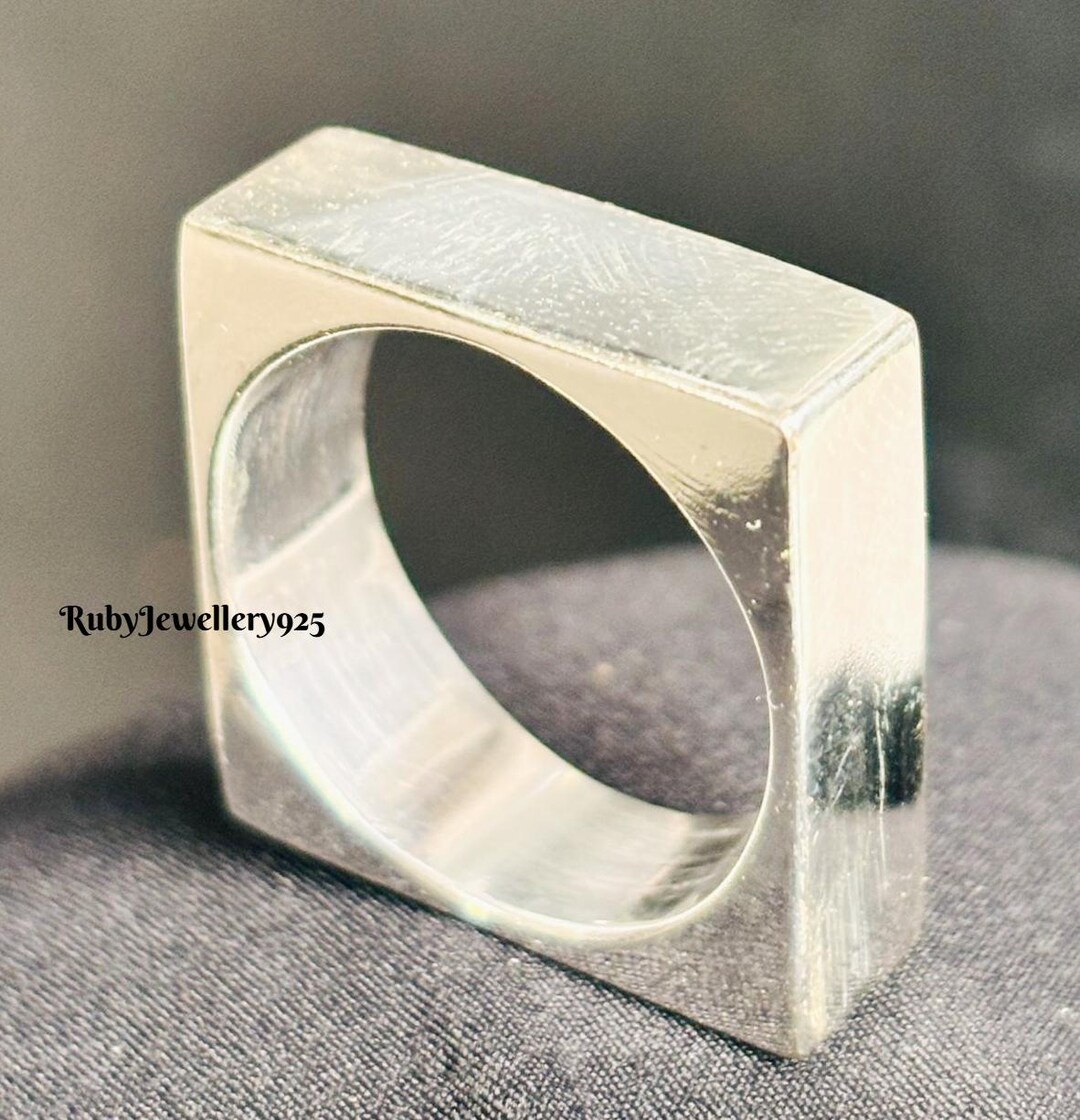 925 Sterling Silver Square Signet Ring - Modern Geometric Design - Etsy