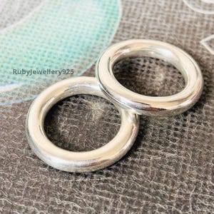 Set of 2 Bands 925 Sterling Ring Round Band Ring, Thumb Ring, Full rounded Band Ring, Statement Ring, Handmade Simple Band Ring Wending Ring