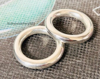 Sterling Silber Rundband Ring Set: Handgemachte Daumen Ringe