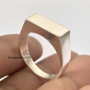 Square Signet Ring Solid 925 Sterling Silver Rectangle Signet Ring Geometric Square Cut Ring Statement Ring Men&#39;s Signet Ring Handmade Ring