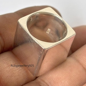 20 MM Square Ring Geometric Square Cut Ring Solid 925 Silver Rectangle Ring Heavy Wide Statement Ring Man&#39;s Ring Everyday Ring Handmade Ring