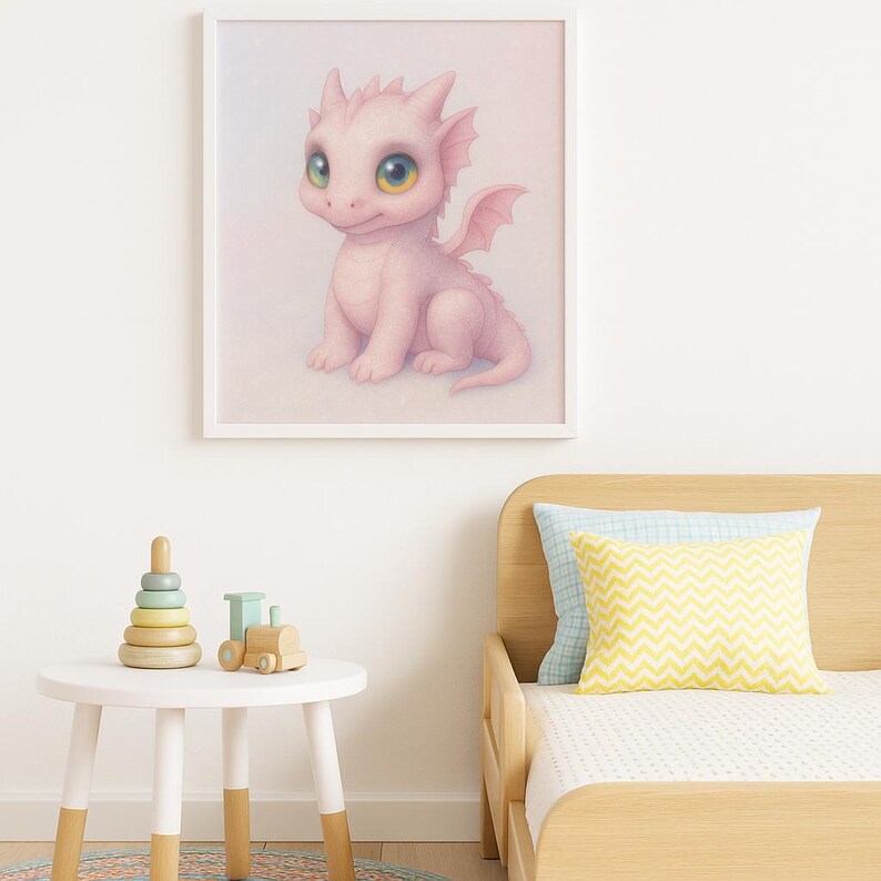 Pastel Baby Dragon Wall Art – A4 & A3 Digital Download for Kids Room ...