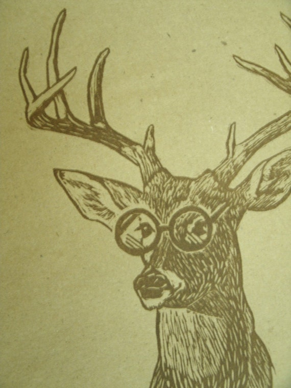 Items similar to deer with glasses on Etsy