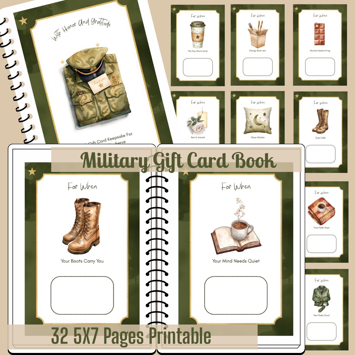 Military Gift Card Book Printable Veteran Gift Active Duty Military Gift Thank You For Your Service 5x7 Printable Album