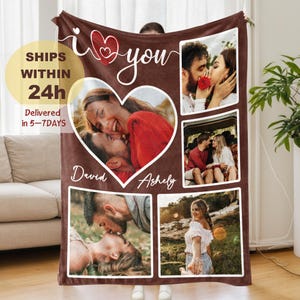 Custom Couple Photo Blanket-Personalized Picture Blanket with Names-Cozy Flannel Throw-Valentines Day Gift for Her-Birthday Anniversary Gift