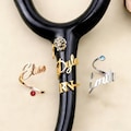 Custom Stethoscope Charm-Personalized Stethoscope ID Tag-Birthstone Stethoscope Name Ring-RN Graduation Gift-Nurse Gift-Medical Assistant MD product logo