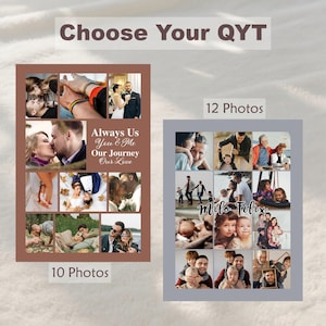 May include: Two photo collages with family photos. One collage has 10 photos and the text "Always Us You & Me Our Journey Our Love". The other collage has 12 photos and the text "Milo Felix". The text "Choose Your QYT" is at the top.