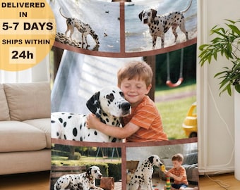 Personalized Pet Photo Blanket-Custom Dog Picture Gift-Picture Blanket Collage-Keepsake Blanket for Pet Owners-Pet Loss Gift-Christmas Gift