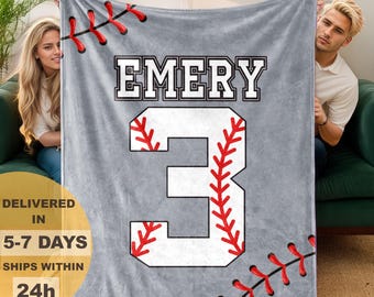 Personalized Sports Team Blanket-Custom Baseball Blanket with Name-Baseball Stripe Blanket-Senior Baseball Gift-Gift for Son-Graduation Gift