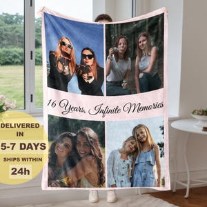 Friendship Photo Blanket Collage-Personalized Picture Blanket With Text-Bestie Picture Blanket-Cozy Birthday Gift-Custom Soul Sister Gift