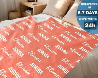 Personalized Name Blanket for Girls-Custom Toddler Blanket-Cozy Swaddle Throw-Nursery Keepsake Gift-Baby Shower Gift-Baby Boy Announcement