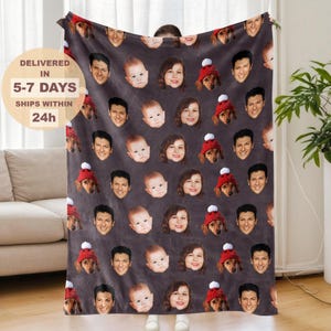 Custom Funny Face Blanket-Personalized Photo Face Blanket-Funny Gift for Family-Winter Throw Blanket-Birthday Gift for Her-Custom Photo Gift