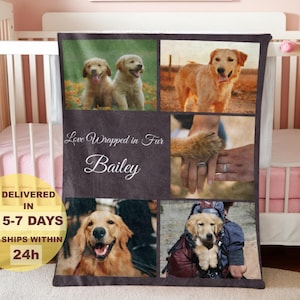 Personalized Pet Blanket with Photo-Custom Dog Cat Picture Throw-Pet Picture Keepsake-Cat Lover Gift-Best Gift for Dog Mom-Warm Family Gift