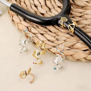 Custom Stethoscope Charm-Personalized Stethoscope ID Tag-Birthstone Stethoscope Name Ring-RN Graduation Gift-Nurse Gift-Medical Assistant MD image 5